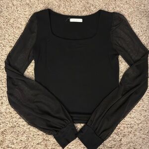 Wasabi + Mint Sheer Sleeve Top